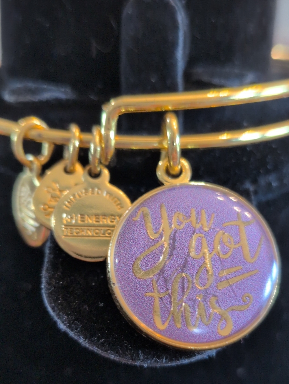 Alex and Ani "You Got This" Purple Enamel Bracelet - Gold
